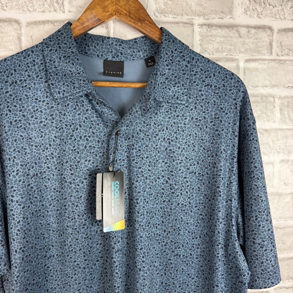 Dunning Golf Fragment Heather Halo Blue Leaf Polo Shirt XL Coolmax D7F22K509 NEW